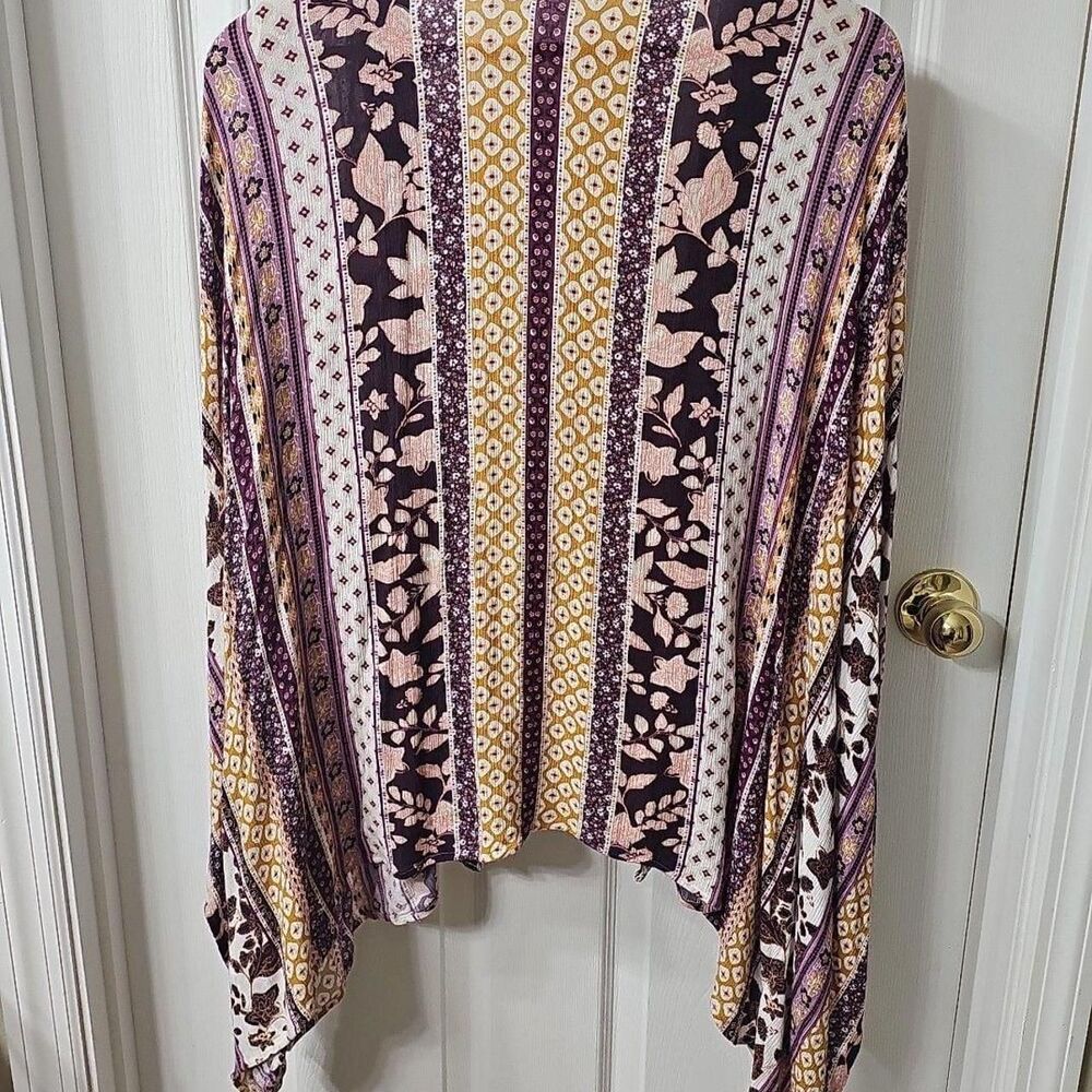 Style & Co Women's Boho Kimono Cardigan w/ Embroidered Mirror Trim Size L - Picture 8 of 8
